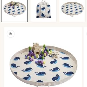 Whale Print Play Mat with Storage Bag